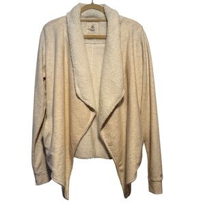 Gaiam Cream Open Front Cardigan Fleece Lined Size Large